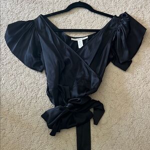 Diane von Furstenberg Elegant Black Wrap Blouse